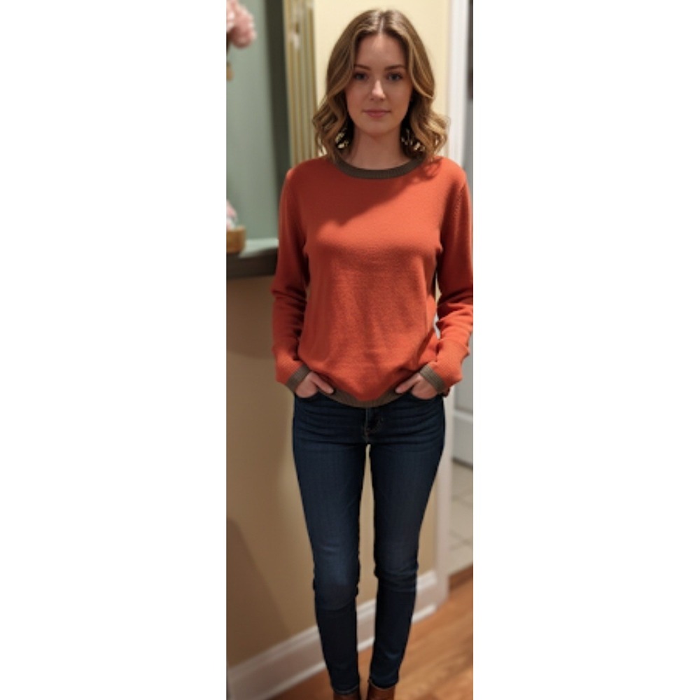Women's Tailor Sweater Dark Orange Tan Size Large